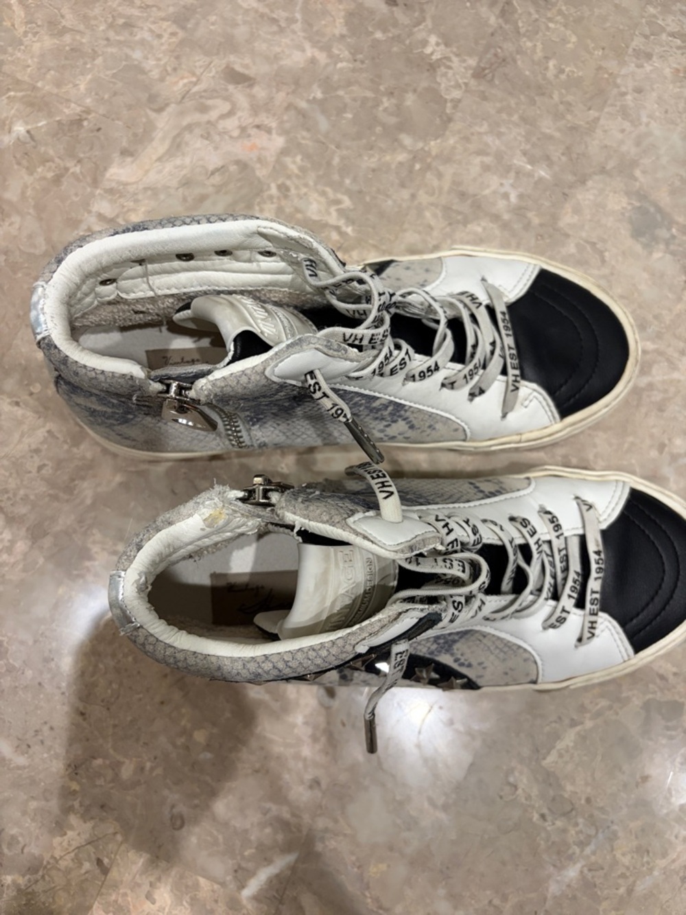 Vintage Havana High-Top Sneakers in White and Black - Picture 6 of 6